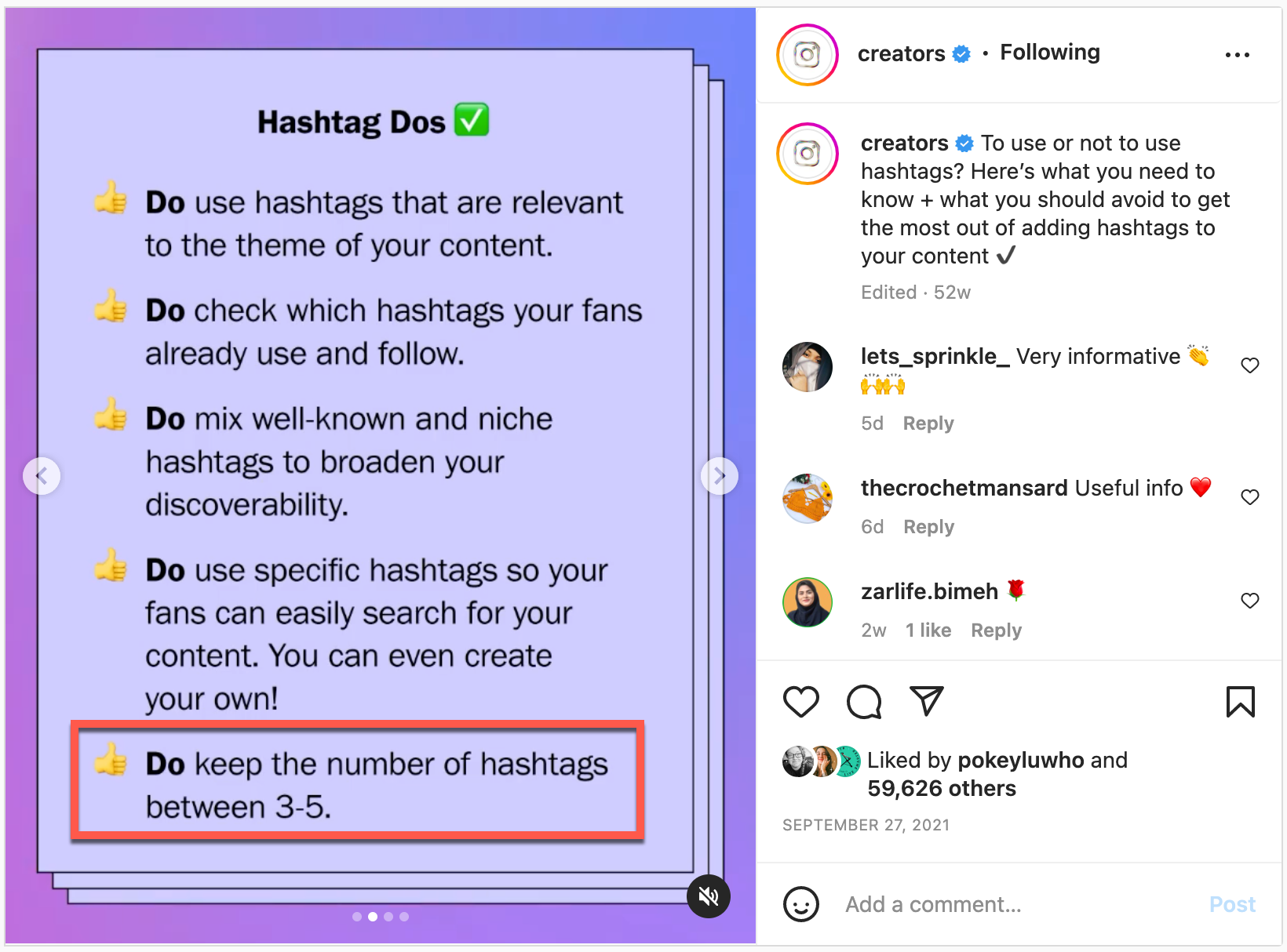instagram creators hashtag example
