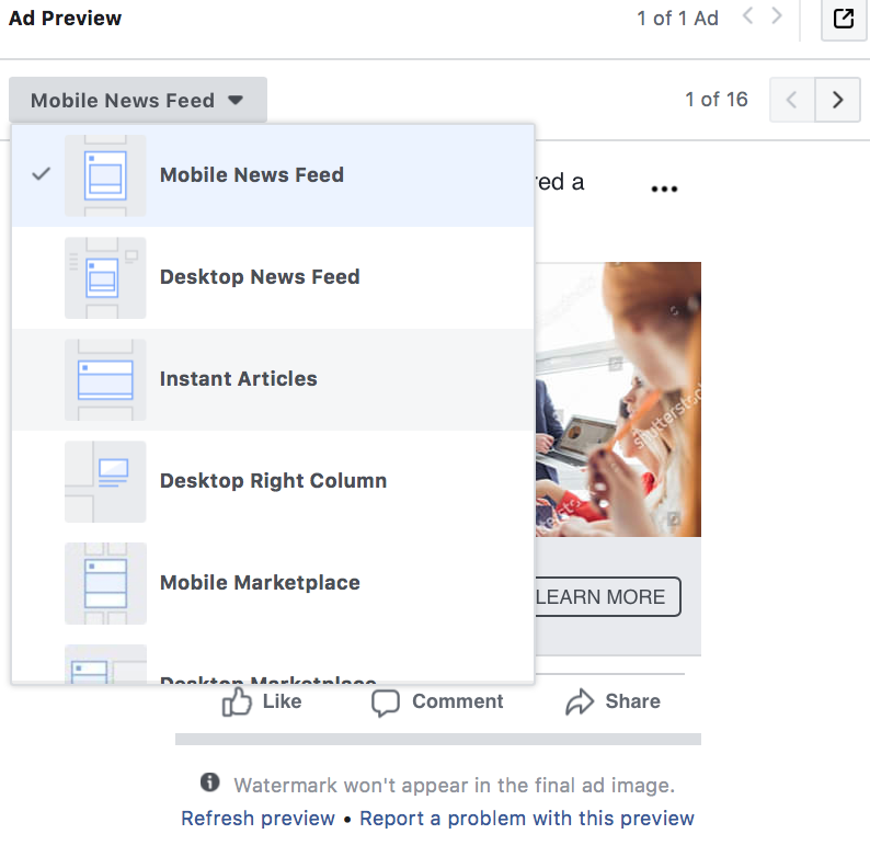 facebook ad preview