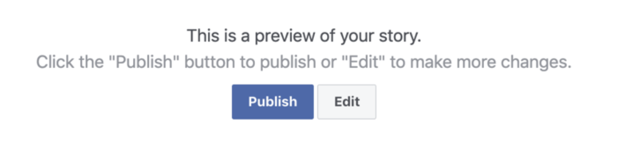 Facebook Our Story section for Pages