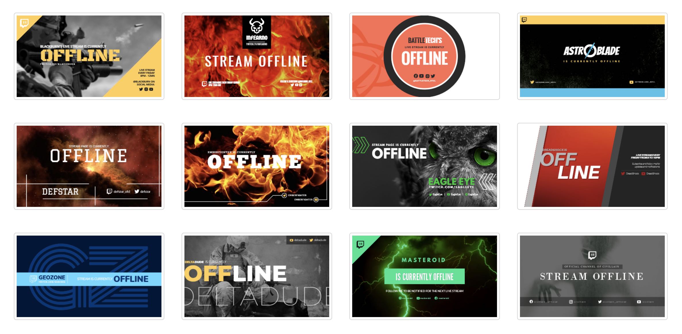 Twitch offline banner templates from Snappa